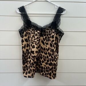 Storia Animal Print Top with Black Lace